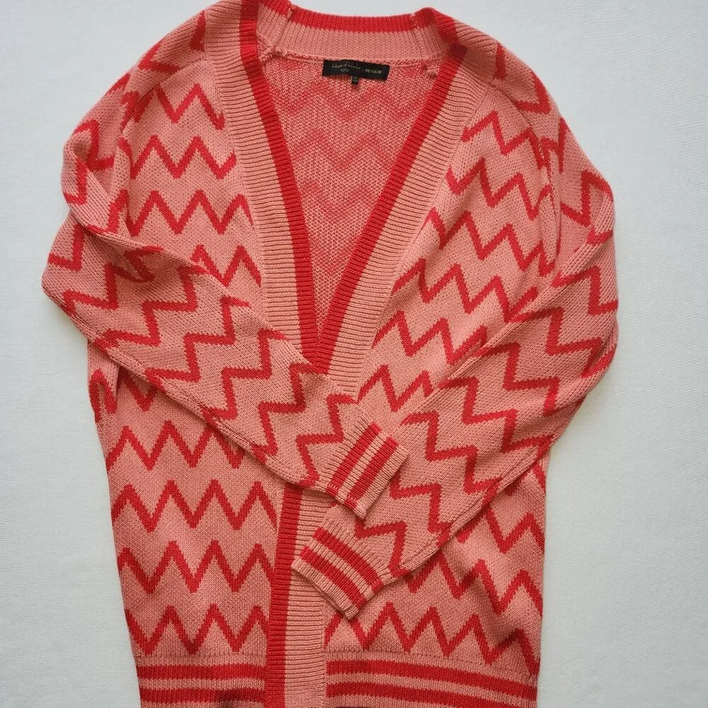 House of Harlow 1960 X Revolve Julep Cardigan Pink Red Long Cute Pretty Small - Picture 1 of 9